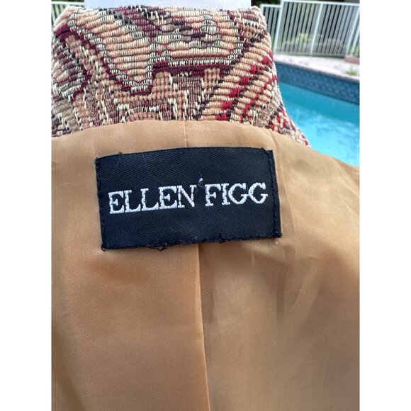 Vintage Ellen Figg Paisley Tapestry Blazer Jacket With Sequins - Picture 5 of 8